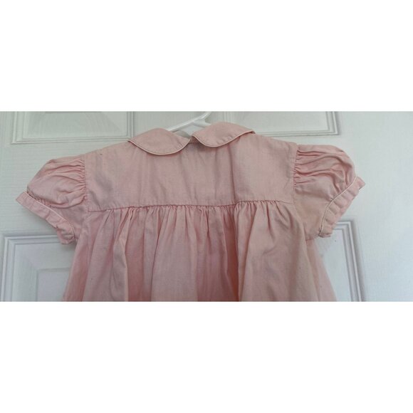 Vtg Pink Baby Dress 1950s Hand Made Philippines Size 18 Months Emboidered Flower - Picture 10 of 10